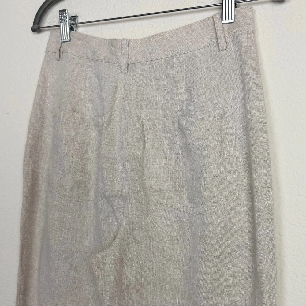 Reformation Tan Linen Straight Leg Pant